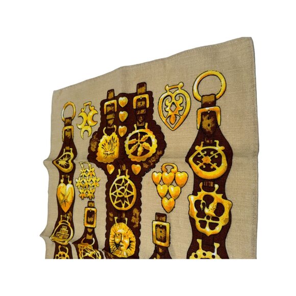 Vintage Ulster Irish Linen Tea Towel Position of Horse Brasses On Harness RARE - Picture 3 of 8